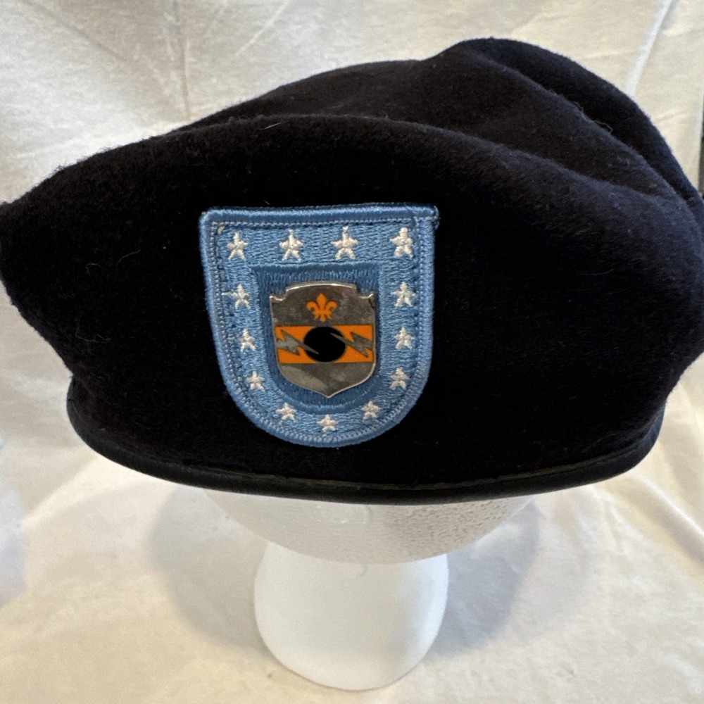 Vtg Wool Beret Hat 41st Signal Battalion Distinctive‎ Unit Insignia Army Crest